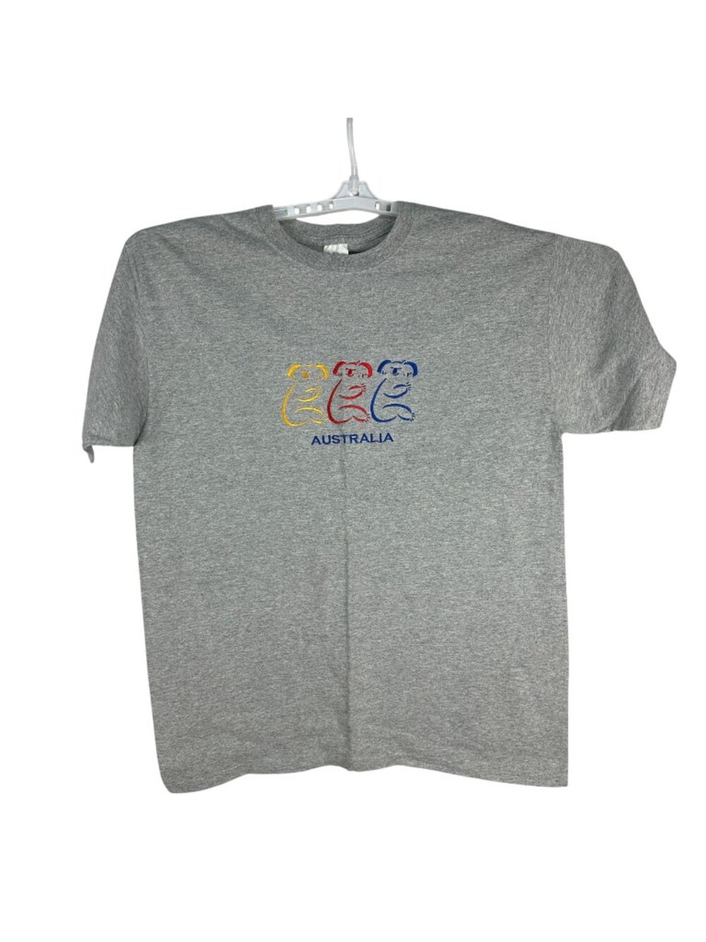 Australian Brand Gray Graphic Tee Mens L Embroidered Koala Design Shirt